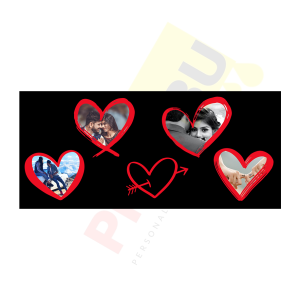 Cana Personalizata Neagra - Inimi - 4 Poze Inima  - 2