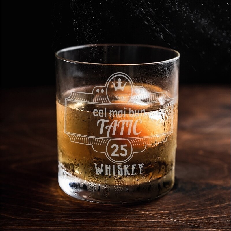 Pahar Whisky Personalizat - Cel Mai Bun Tatic - Nume si Varsta  - 1