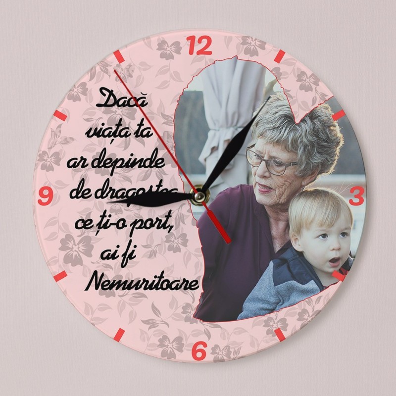 Ceas Personalizat Sticla - Mesaj pentru Mama - Poza  - 1