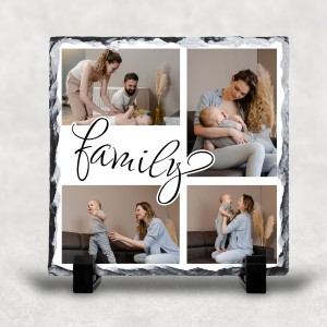 Rama foto ardezie personalizata patrata family cu 4 poze  - 1