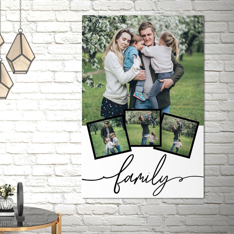 Tablou canvas personalizat vertical family, colaj 4 poze  - 1
