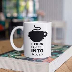 Cana personalizata "I turn coffee into code"  - 1