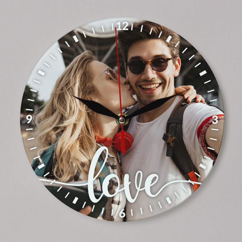 Ceas de perete rotund personalizat "Love" si poza