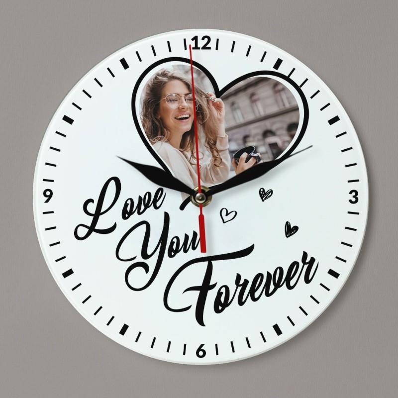Ceas de perete rotund personalizat "Love you forever" si poza