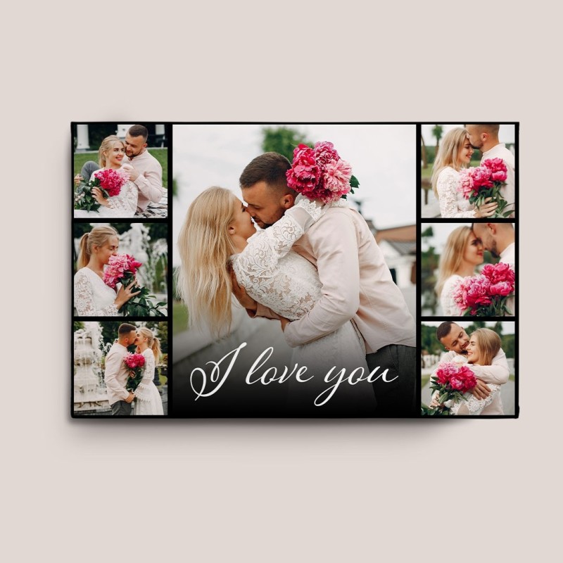 Tablou canvas personalizat "I love you" si 7 poze