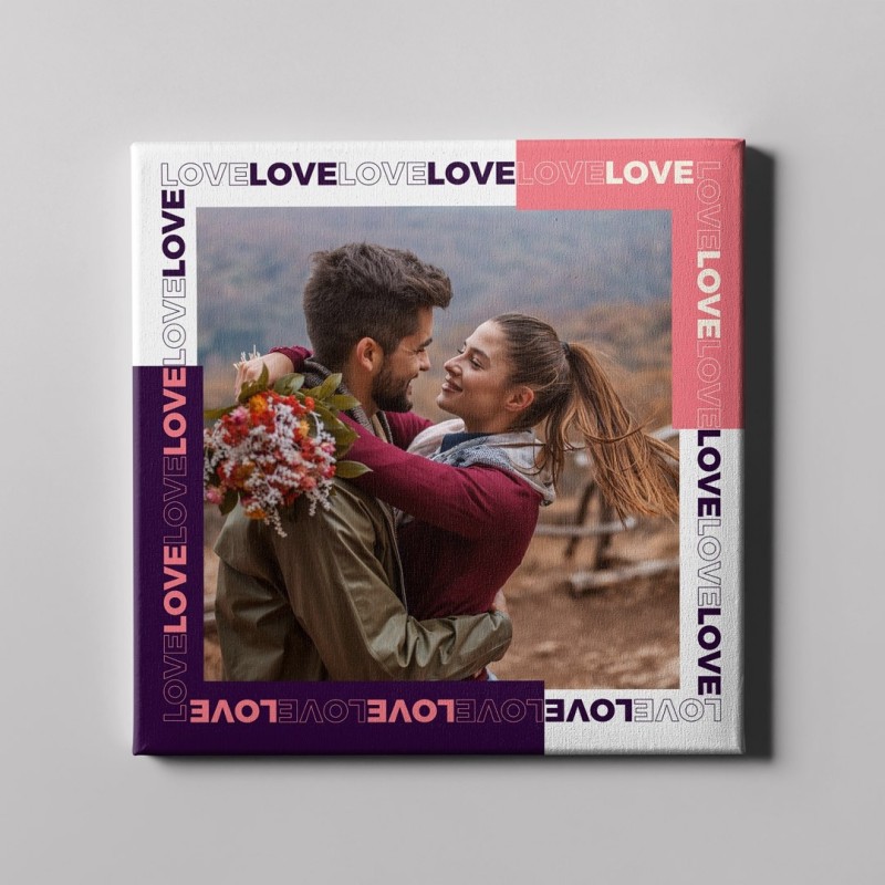 Tablou canvas patrat personalizat "Love" si poza