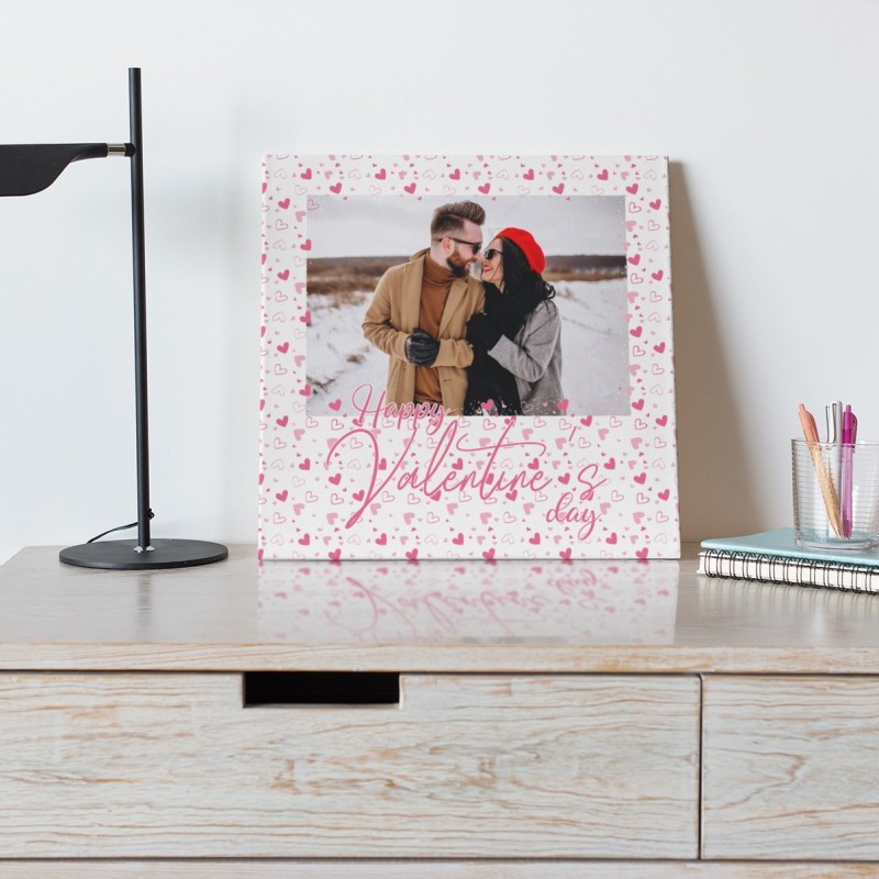 Tablou canvas patrat personalizat "Happy Valentine's Day" si poza