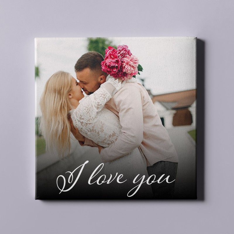 Tablou canvas patrat personalizat "I love you" si poza