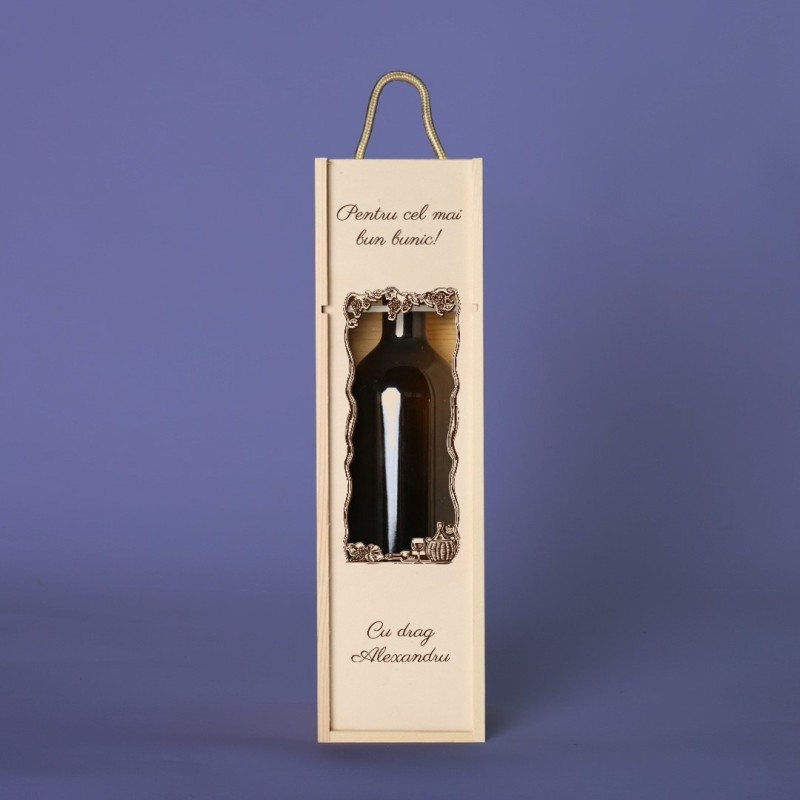 Cutie de vin personalizata "Pentru cel mai bun bunic" si cu nume