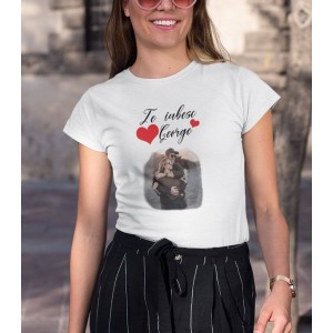 Tricou Personalizat Femei - Te iubesc - Nume + Poza  - 2
