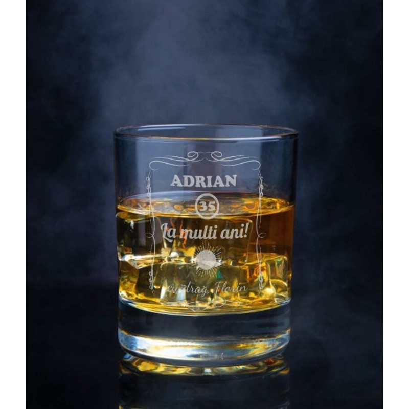 Pahar Whisky Personalizat - La Multi Ani - Nume si Varsta  - 1