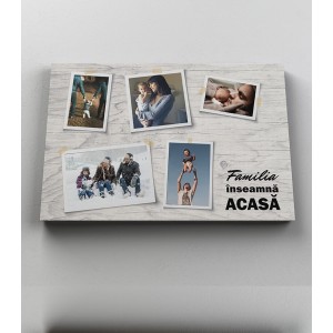 Tablou Canvas Personalizat - Familia Inseamna Acasa - 5 Poze  - 2