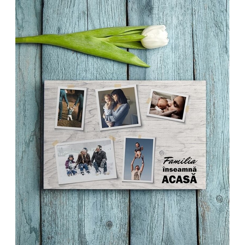 Tablou Canvas Personalizat - Familia Inseamna Acasa - 5 Poze  - 1